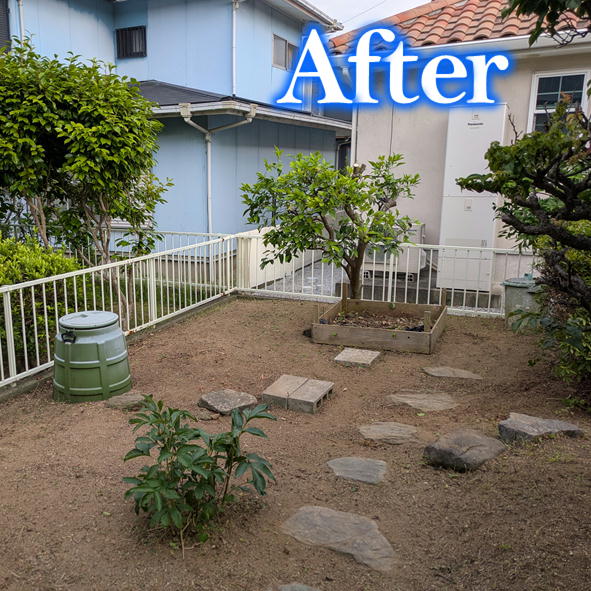 遠賀町で行った庭木撤去の施工後