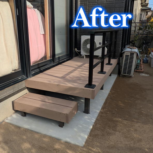 北九州市八幡東区で行った樹脂デッキ設置│施工後