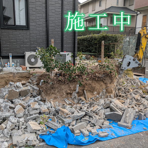 北九州市八幡東区で行った駐車場増設│撤去工事中
