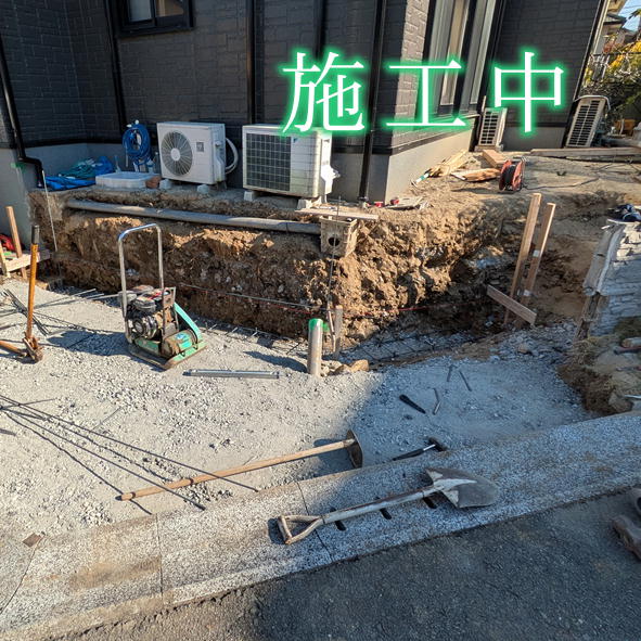 北九州市八幡東区で行った駐車場増設│土間コンクリート下地